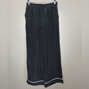 Gold Hawk silk‎ polka dot pull on lounge wear pants semi sheer feminine size Xs